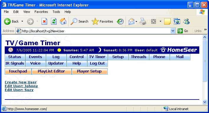 The TV/Game Timer Screen