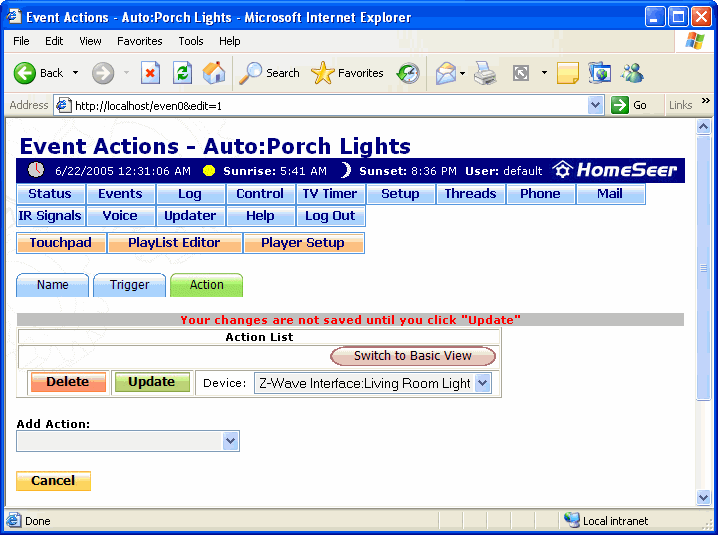 The Event Actions: Remove Delayed Device Action Screen