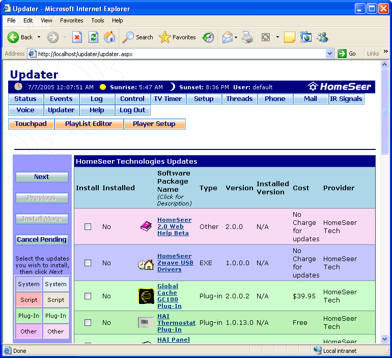 The Updater Screen